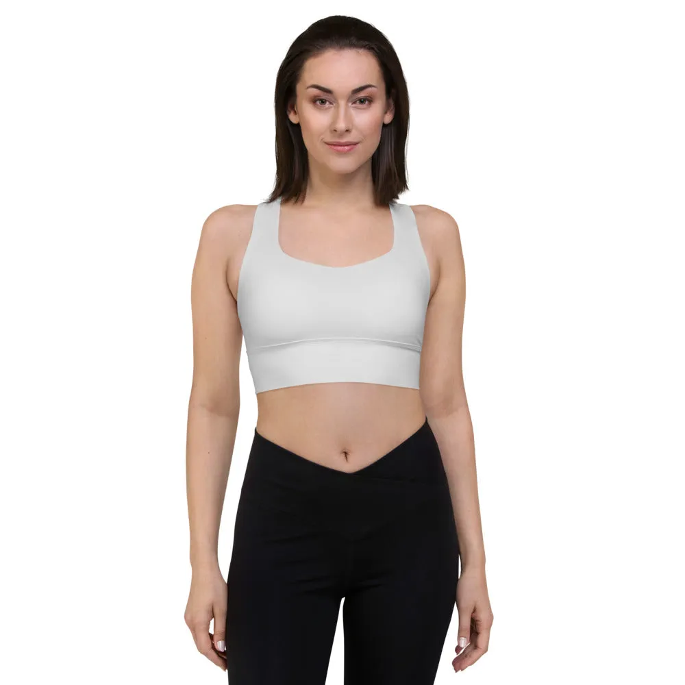 Light Grey Longline Sports Bra, Best Longline Sports Bra For Women-Made in USA/EU/MX (US Size: XS-3XL)