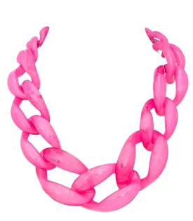 Link Statement Necklace - Pink