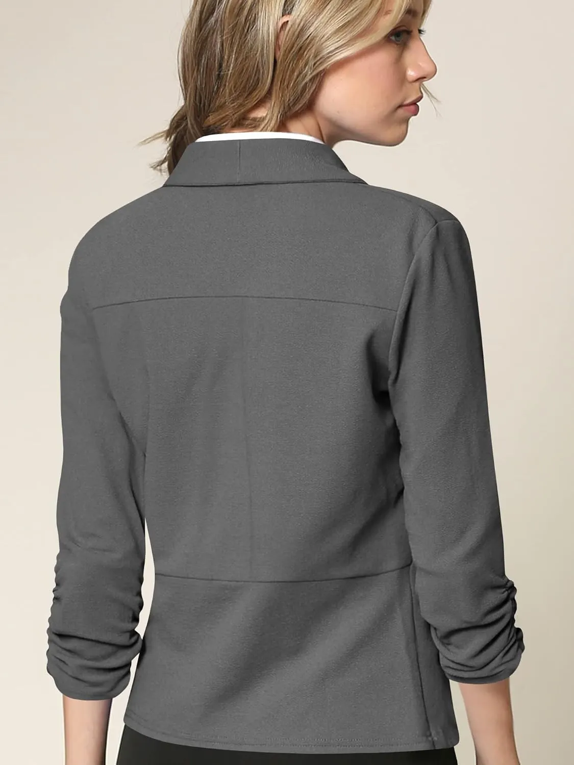 Lock and Love Women 3/4 Sleeve Blazer Open Front Cardigan Jacket Work Office Blazer