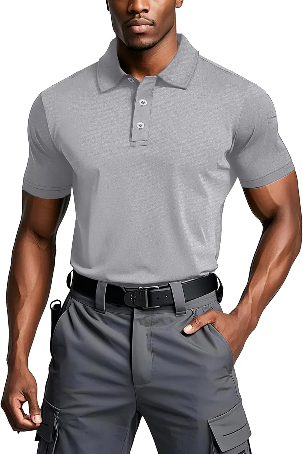 MAGCOMSEN Men's Polo Shirts Tactical UPF 50  Quick Dry Performance Short Sleeve Work Golf Shirts Lightweight Collared Pique