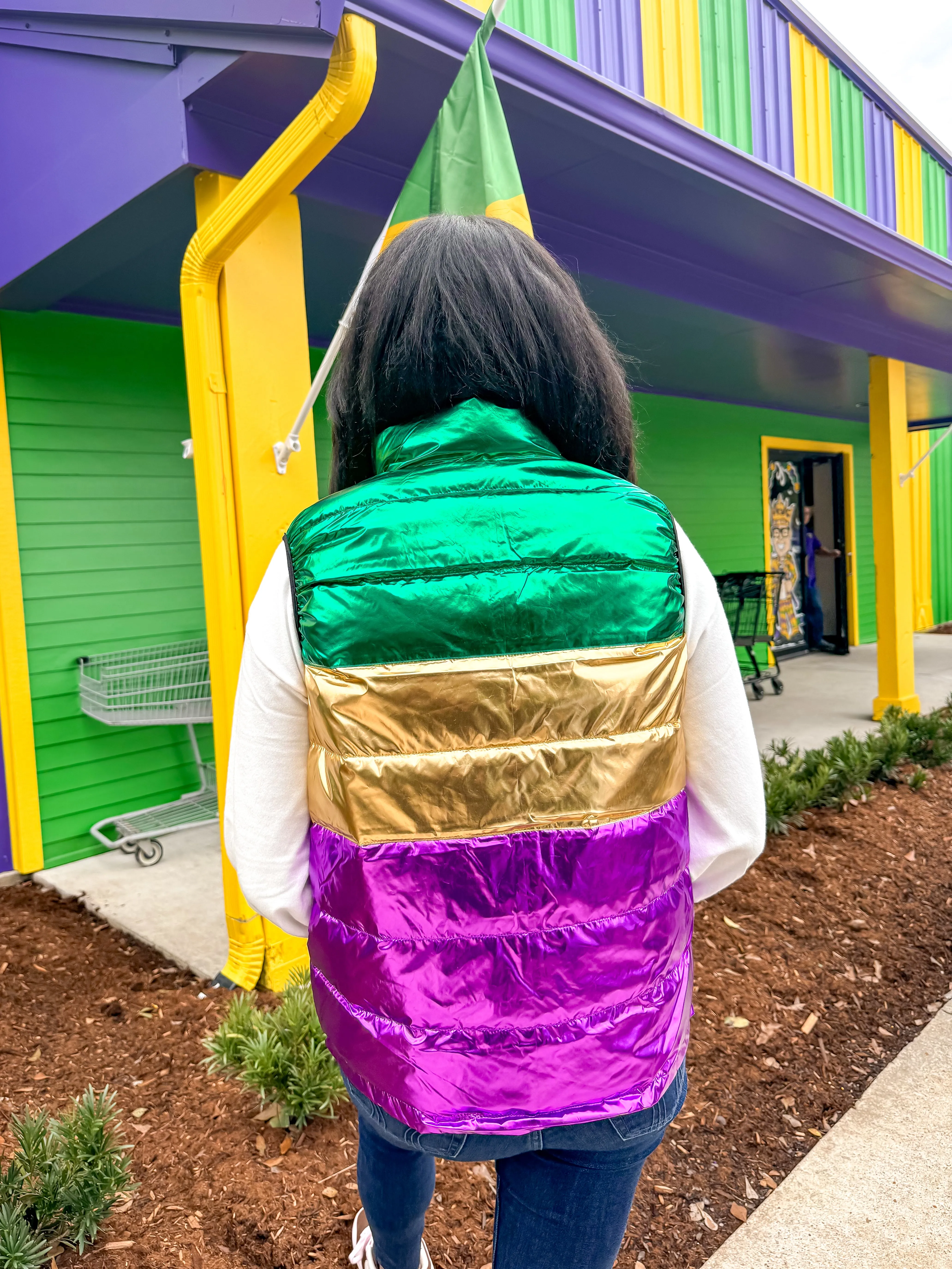 Mardi Gras Color Block Puffer
