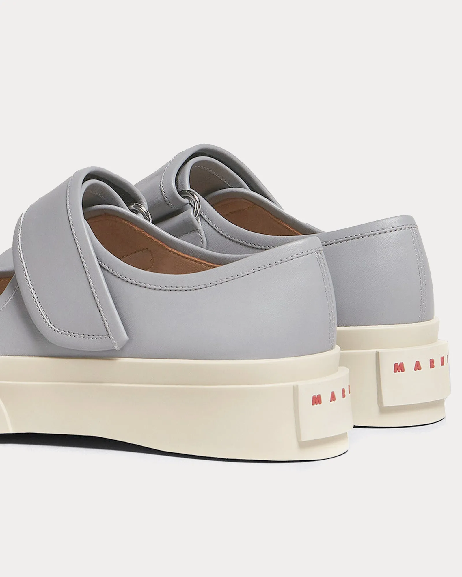 Mary Jane Leather Grey Slip On Sneakers