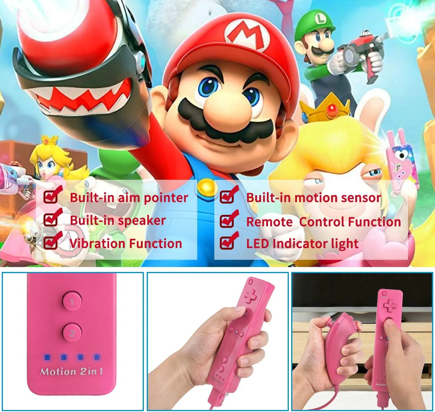 Motion Plus Wii Controllers 2Packs with Nunchucks, Wii Remote Controllers Compatible for wii and Wii U with Built in Motion Plus