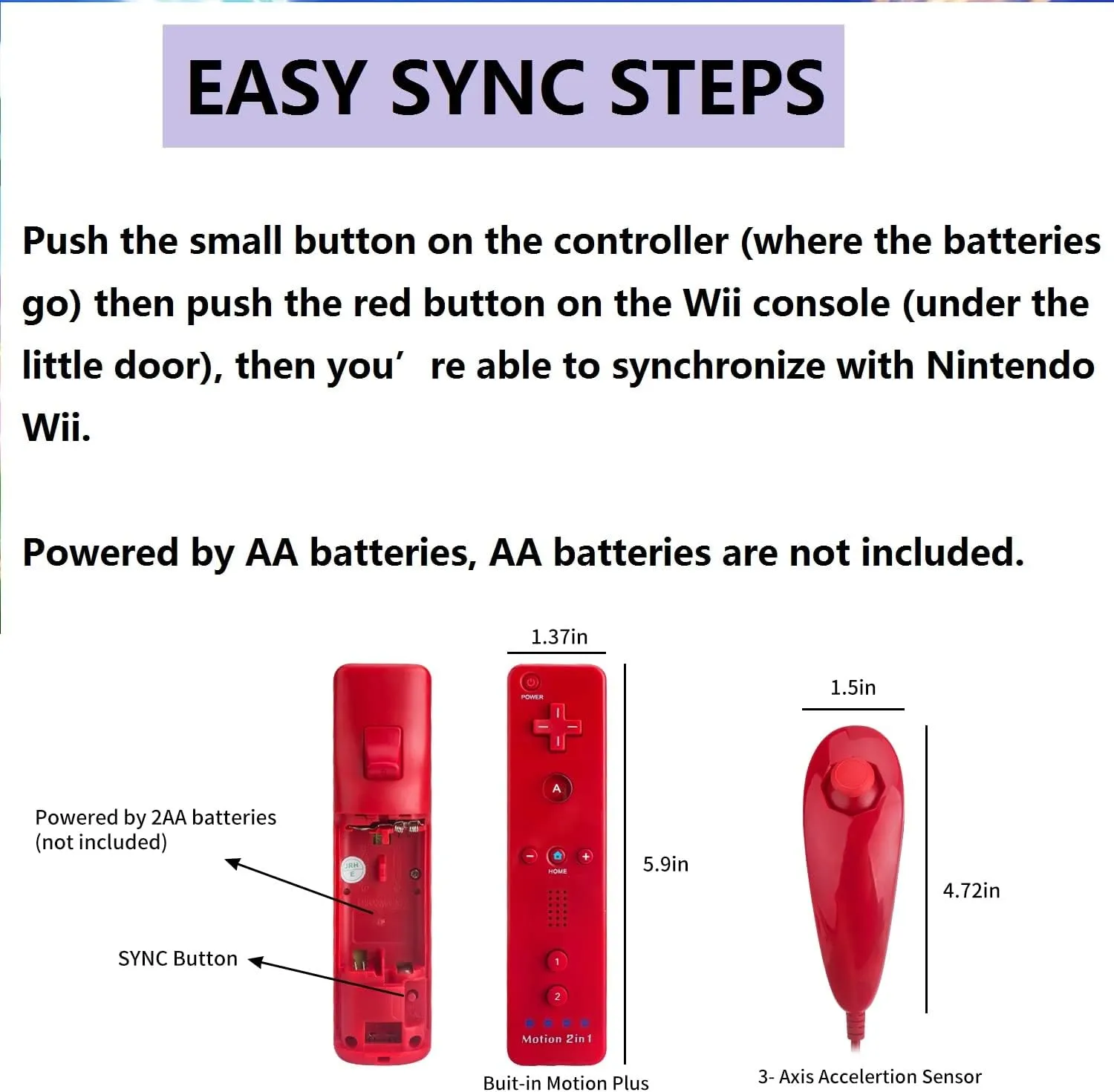 Motion Plus Wii Controllers 2Packs with Nunchucks, Wii Remote Controllers Compatible for wii and Wii U with Built in Motion Plus