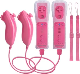 Motion Plus Wii Controllers 2Packs with Nunchucks, Wii Remote Controllers Compatible for wii and Wii U with Built in Motion Plus