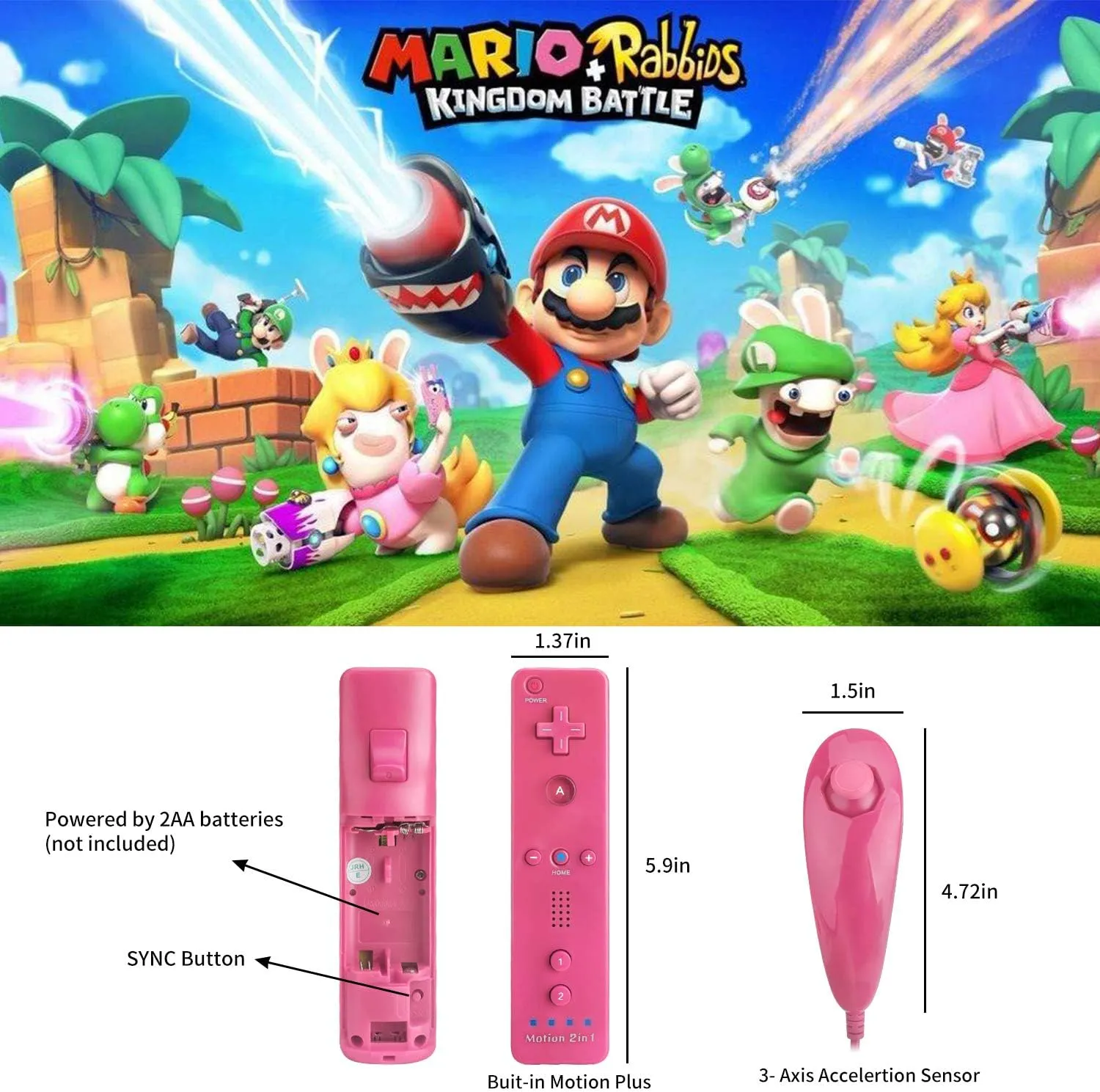 Motion Plus Wii Controllers 2Packs with Nunchucks, Wii Remote Controllers Compatible for wii and Wii U with Built in Motion Plus