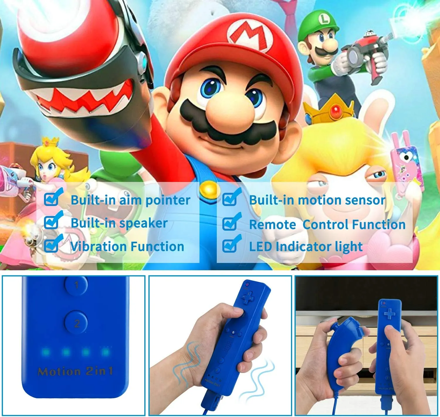 Motion Plus Wii Controllers 2Packs with Nunchucks, Wii Remote Controllers Compatible for wii and Wii U with Built in Motion Plus