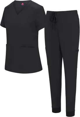 Natural Uniforms Womens Essential Cool Stretch Jogger Scrub Set with Regular and Petite Sizes