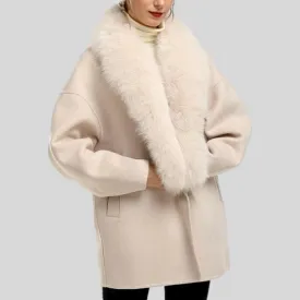 New Large Collar Long Silhouette Woolen Coat
