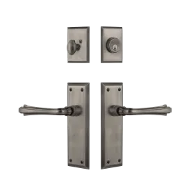 New York Entry Set with Fleur Lever in Antique Pewter