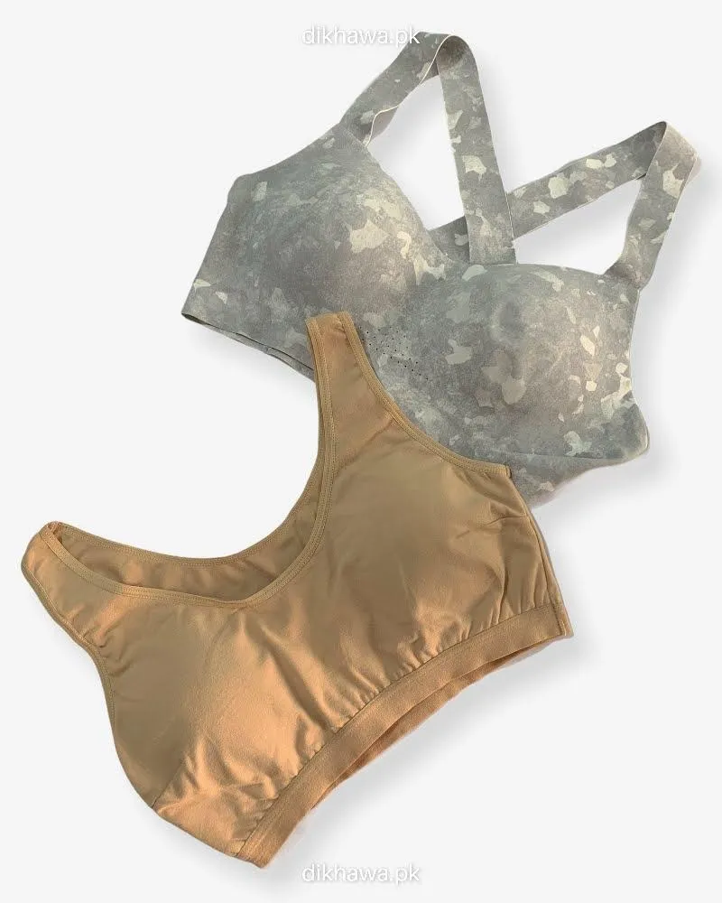 Pack Of 2 - Impact Padded Sports Bra With Mesh PanelsLadies Jogging Bra Imported Stocklot Branded Sports Bra