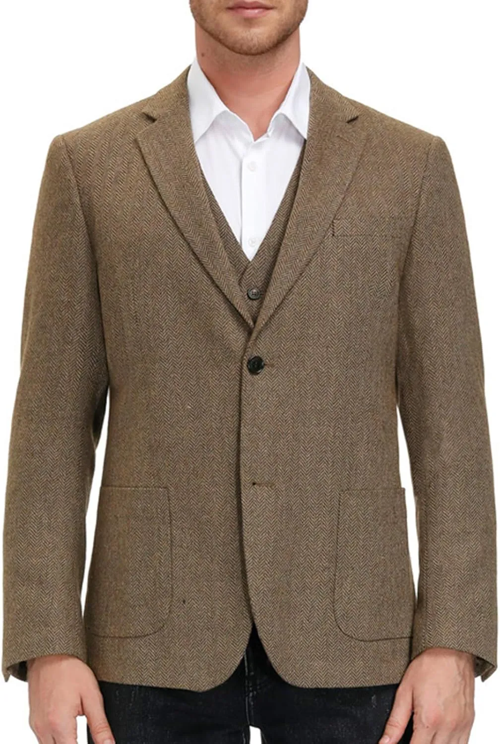 PJ PAUL JONES Men's Herringbone Tweed Blazer British Wool Blend Sport Coat Jacket