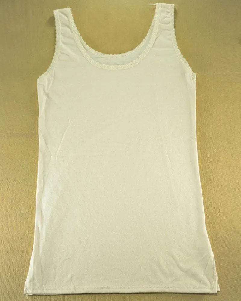 Plain Cotton Camisole With Lace For Women - Color Skin - LA-1