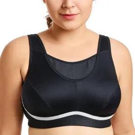 Plus size high impact full cup racerback wireless non-padded sports bra (36-46, C-F)