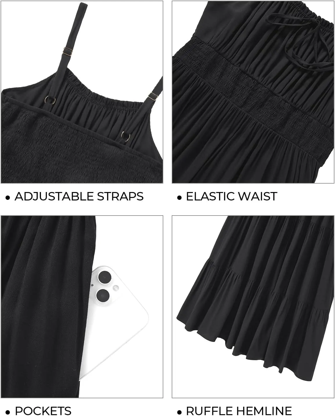 Plus Size Summer Dresses - Boho Maxi Sundress with Pockets Spaghetti Strap Long Casual Sun Dress for Vacation and Beach