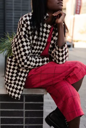 Portuguese Wool Pieper in Red and Black Check - L Left