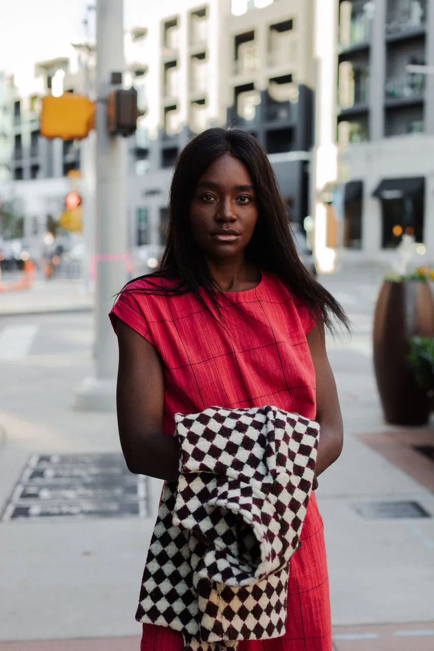 Portuguese Wool Pieper in Red and Black Check - L Left
