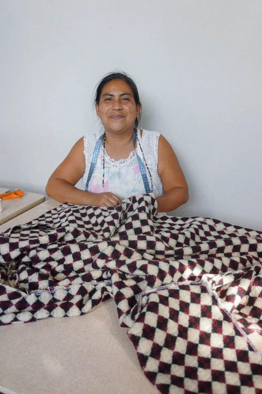 Portuguese Wool Pieper in Red and Black Check - L Left