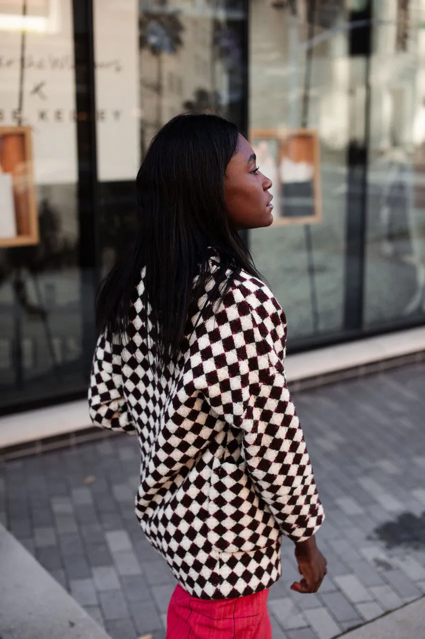 Portuguese Wool Pieper in Red and Black Check - L Left