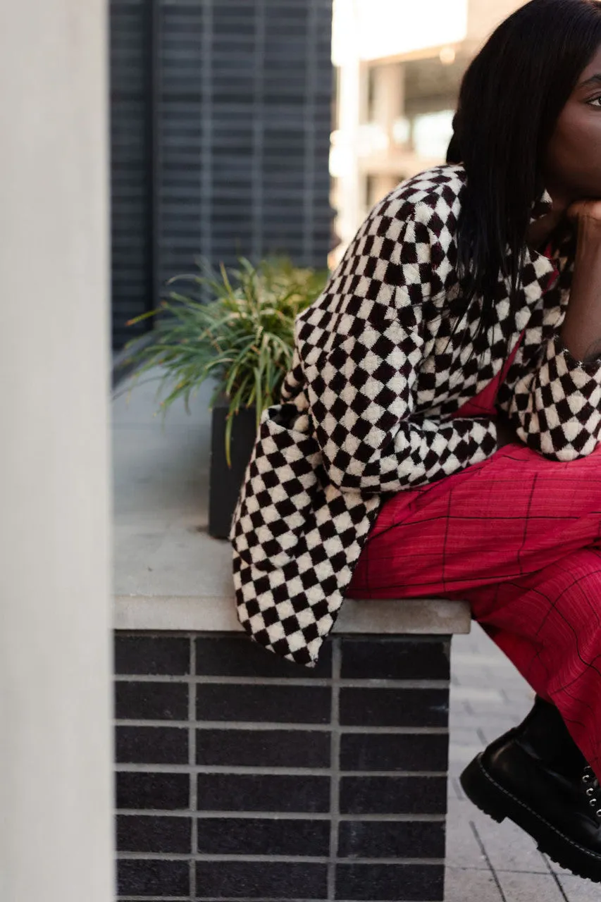Portuguese Wool Pieper in Red and Black Check - L Left