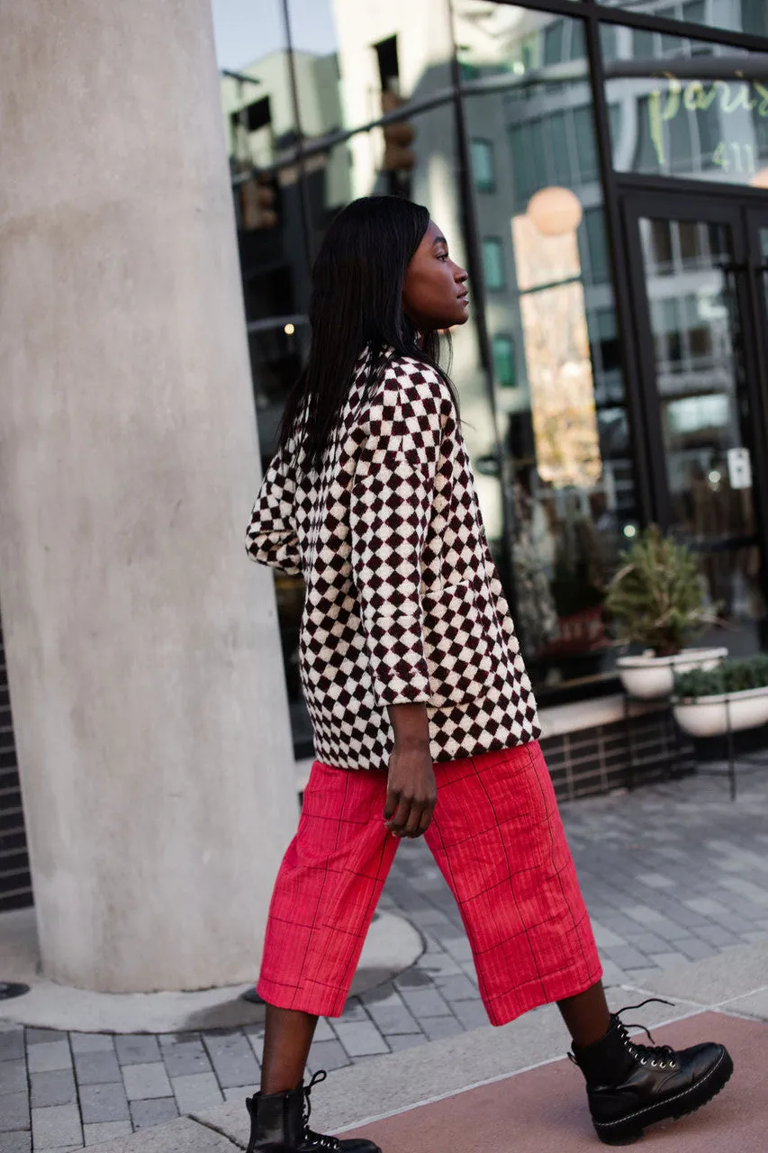 Portuguese Wool Pieper in Red and Black Check - L Left