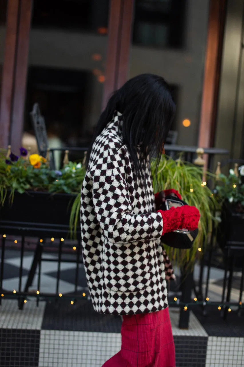 Portuguese Wool Pieper in Red and Black Check - L Left