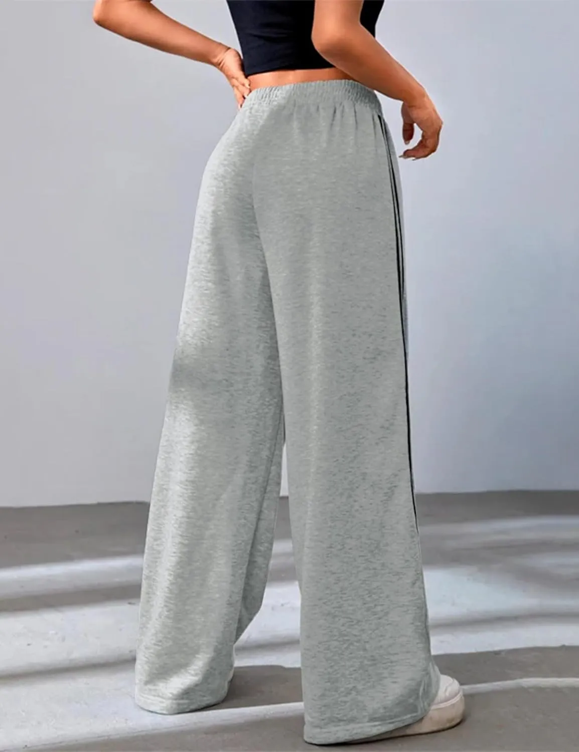 Quenteen Women's Wide Leg Sweatpants Casual High Waisted Straight Sweat Pants Drawstring Joggers with Pockets