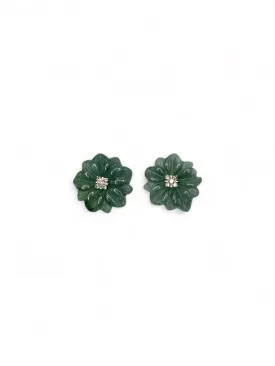 ROSEY DIAMOND EARRINGS WITH NATURAL JADE IN LAY