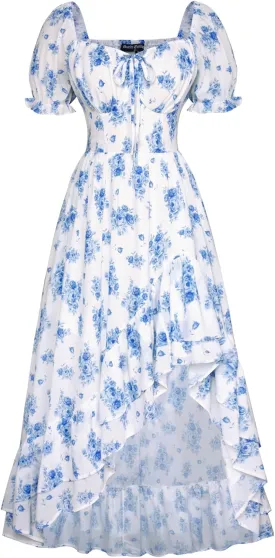 Scarlet Darkness Cottagecore Corset Dress Flowy Chiffon Floral Dresses for Women