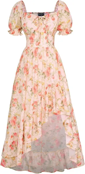 Scarlet Darkness Cottagecore Corset Dress Flowy Chiffon Floral Dresses for Women