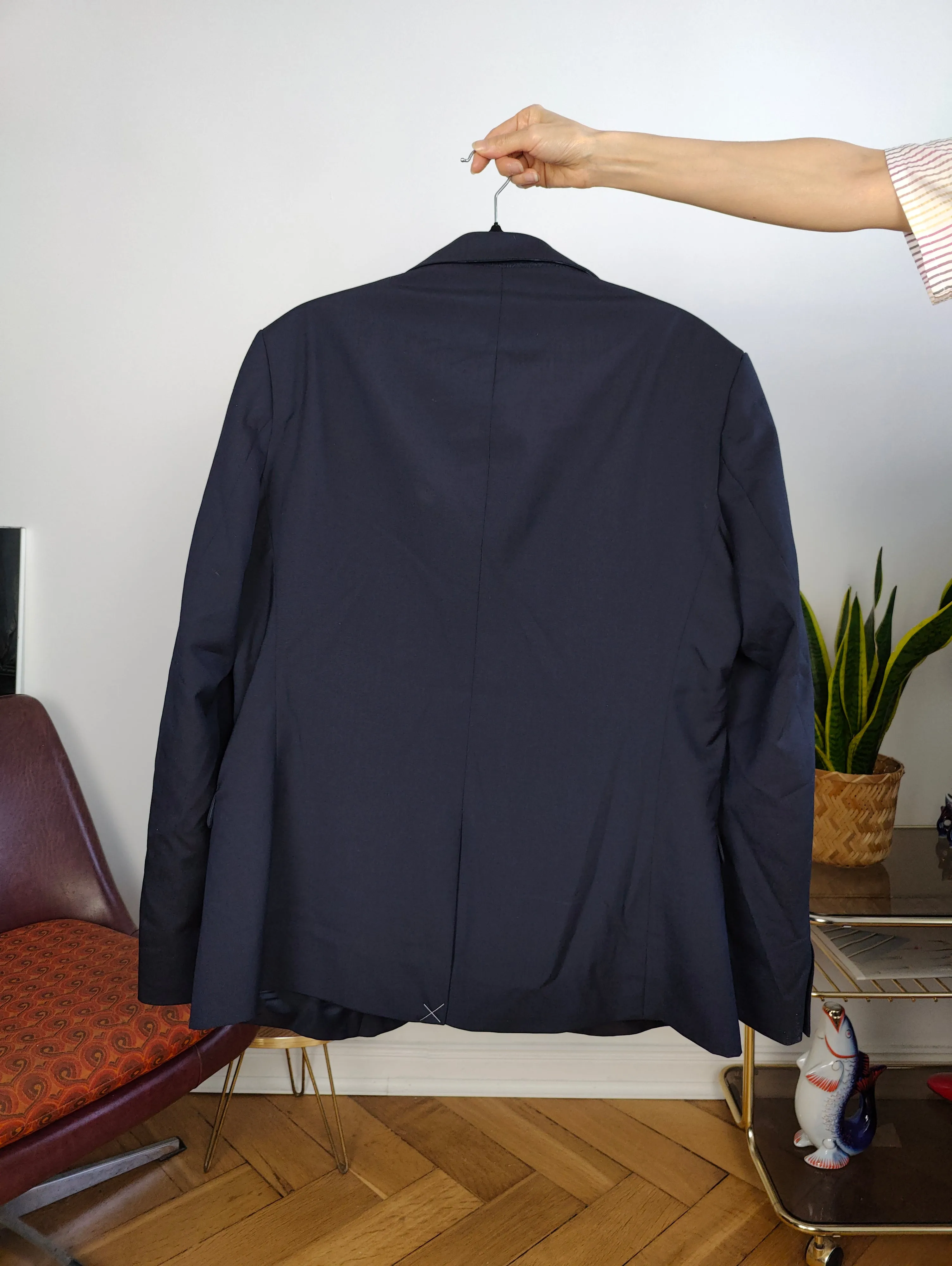 Second hand wool blend Ben Sherman blazer jacket navy blue unisex men 54 L