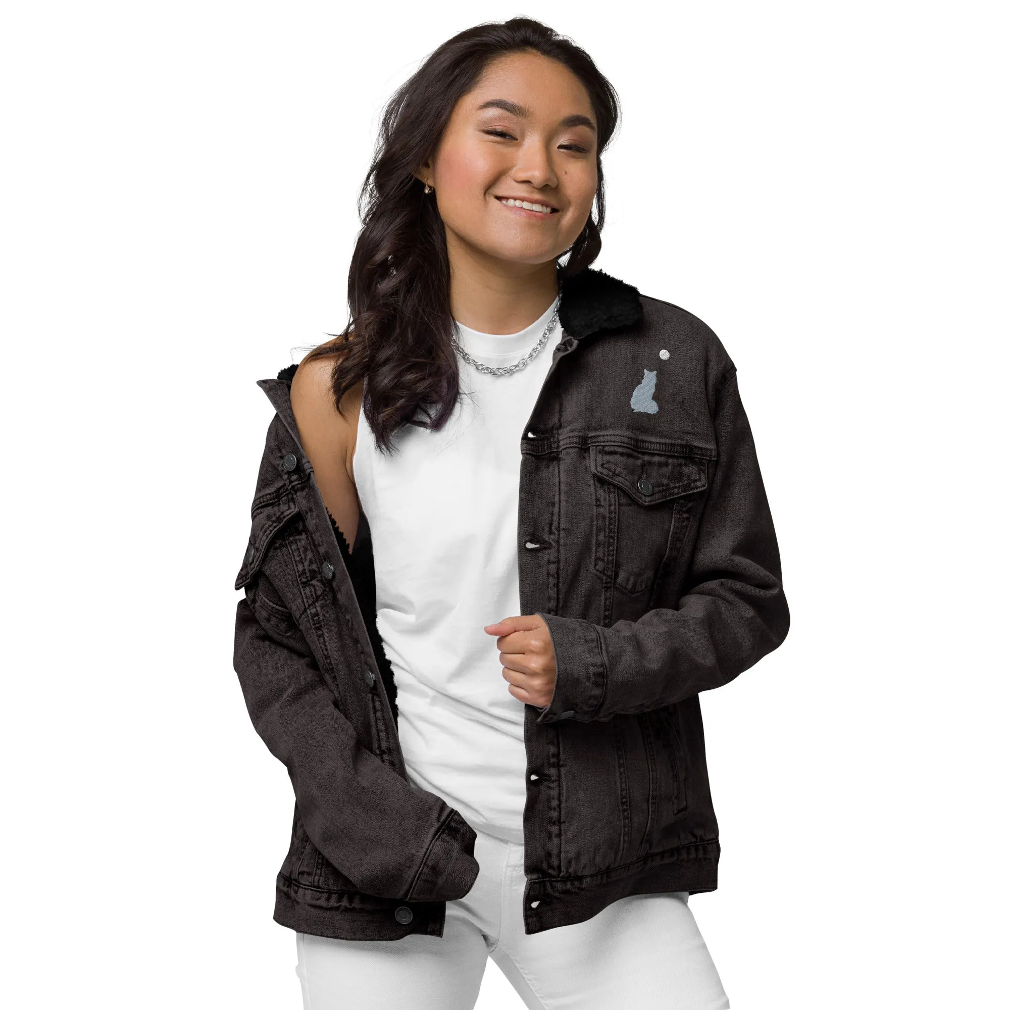 STAR GAZING Unisex Denim Sherpa Jacket