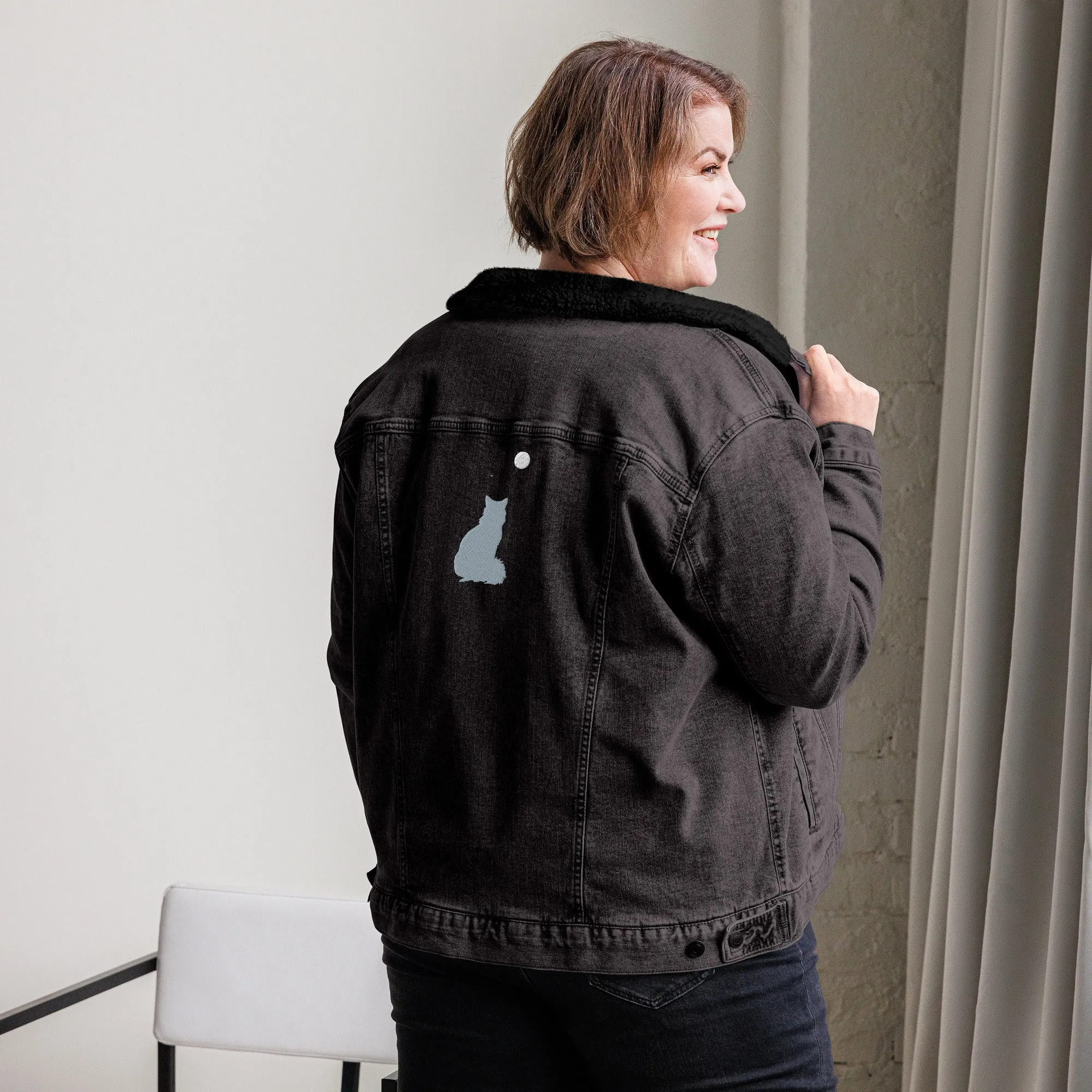 STAR GAZING Unisex Denim Sherpa Jacket