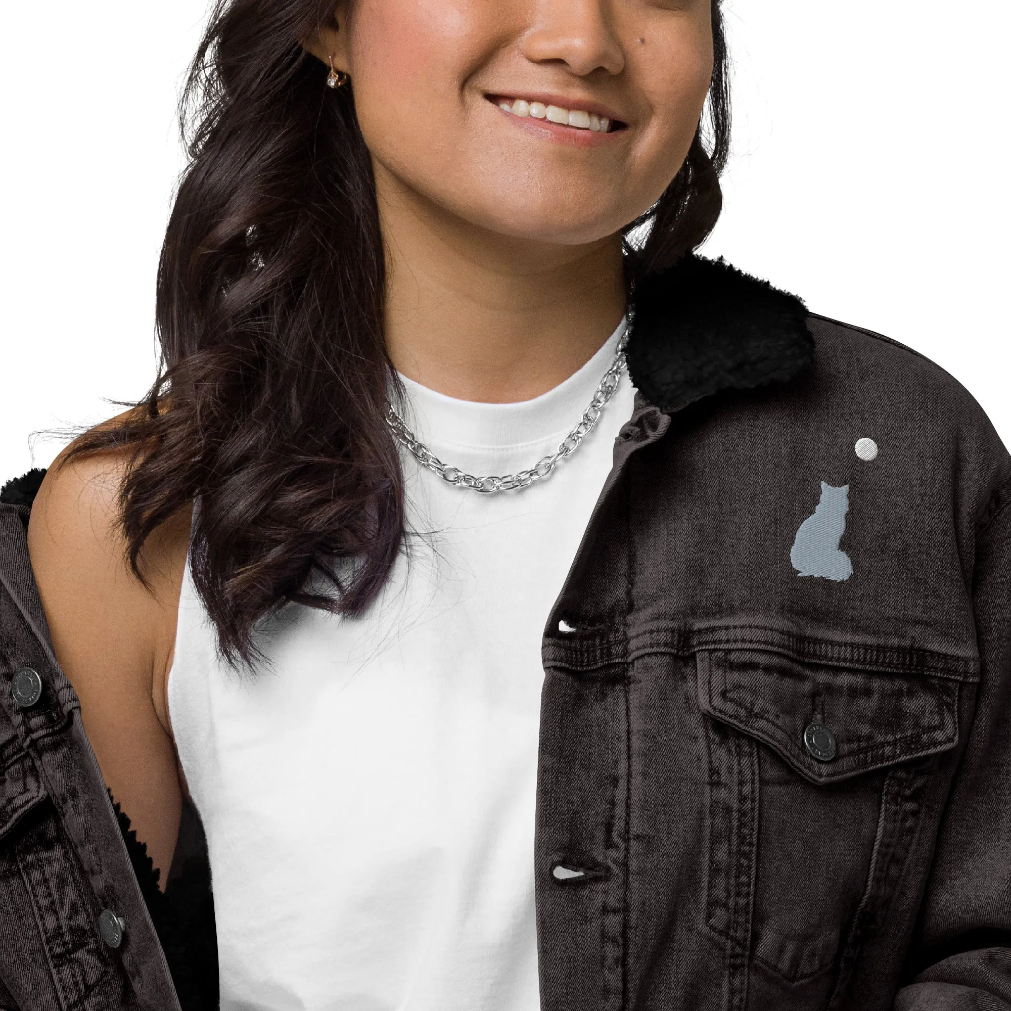STAR GAZING Unisex Denim Sherpa Jacket