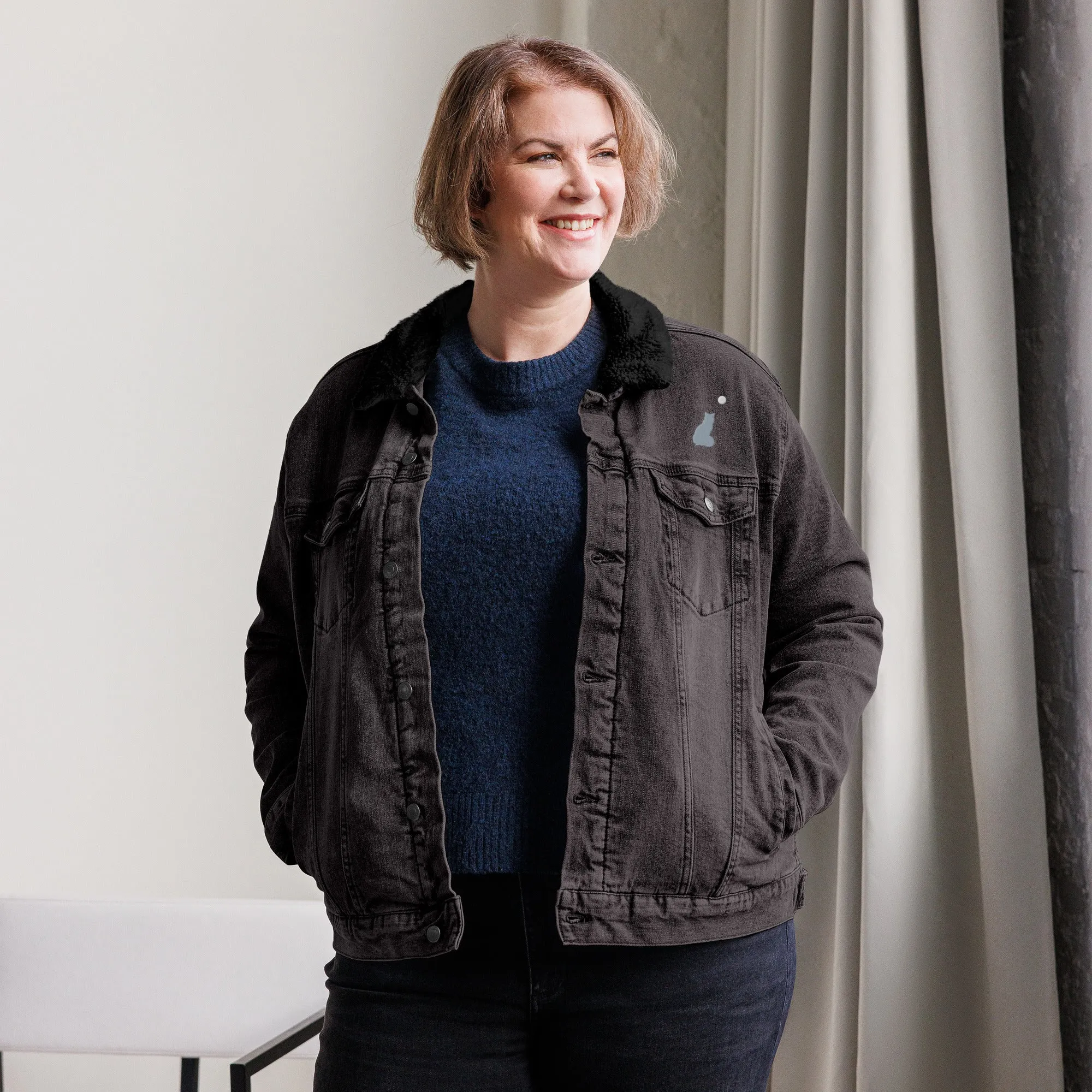 STAR GAZING Unisex Denim Sherpa Jacket