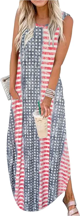 Summer Dresses for Women 2025 Beach Vacation Dress Boho Floral Sundresses Ladies Tropical Pockets Maxi Dress