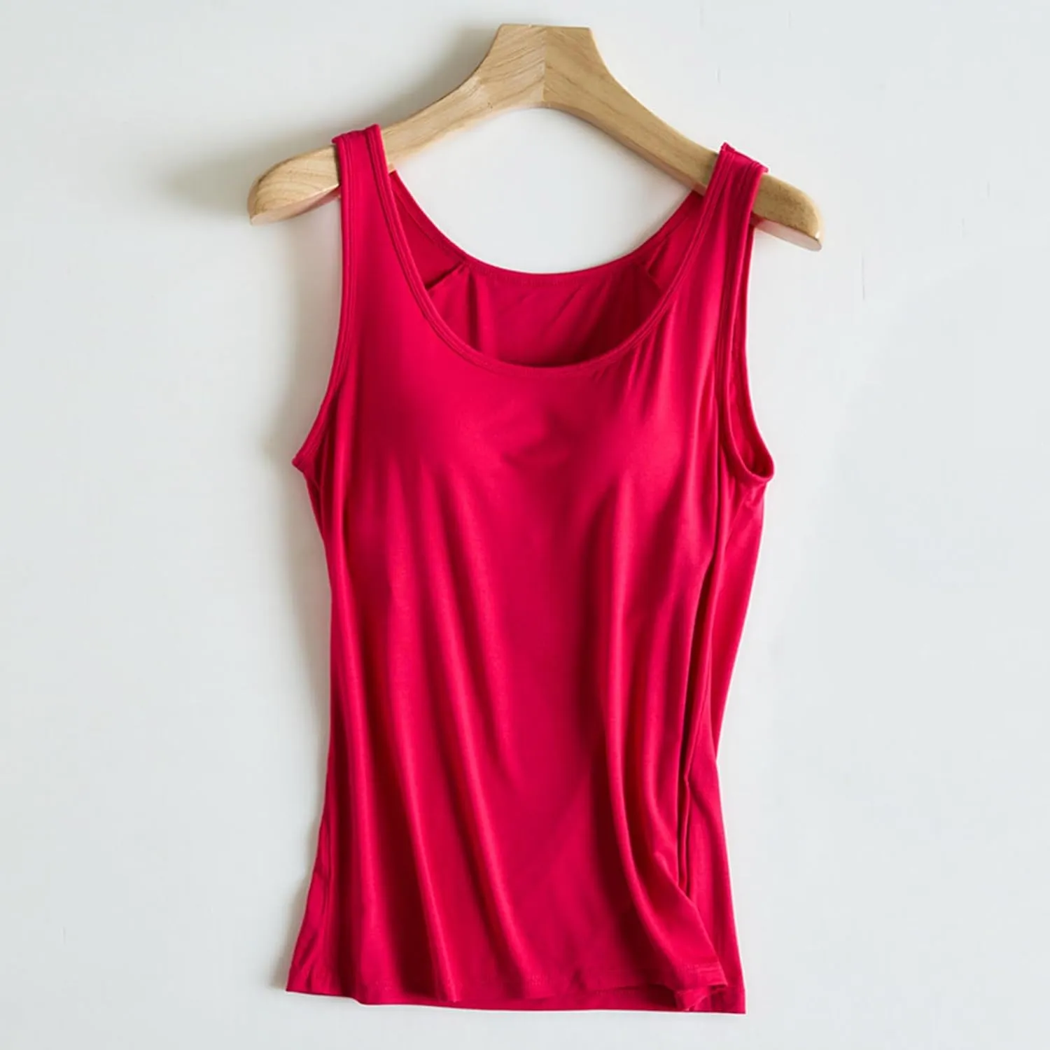Tank Top with Built in Bra for Women Padded Summer Camisole Sleeveless Going out Top Casual Round Neck Yoga Cami Shirt