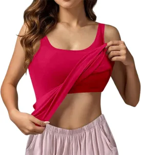 Tank Top with Built in Bra for Women Padded Summer Camisole Sleeveless Going out Top Casual Round Neck Yoga Cami Shirt