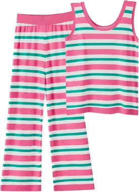 Tankaneo Womens Sweater Sets 2 Piece Outfits Knit Striped Sleeveless Tank Tops and Straight Leg Pants Sets Casual Tracksuits