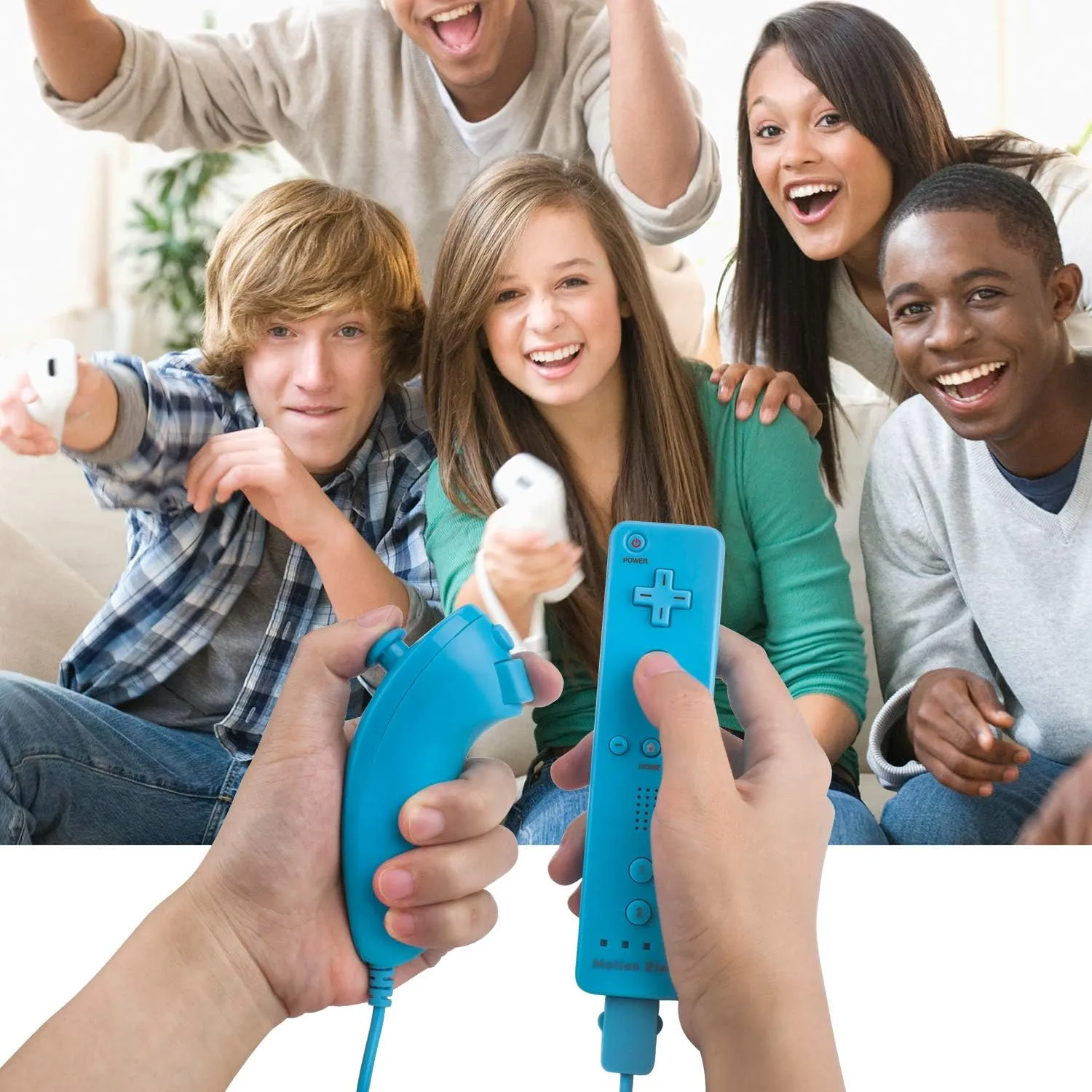 TechKen Motion Plus Wii Controllers 2Packs with Nunchucks, Wii Remote Controllers Compatible for wii and Wii U with Built in Motion Plus