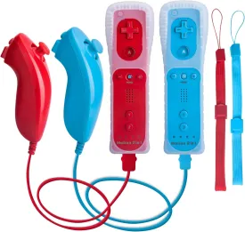 TechKen Motion Plus Wii Controllers 2Packs with Nunchucks, Wii Remote Controllers Compatible for wii and Wii U with Built in Motion Plus