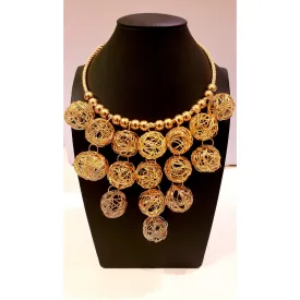 Textured Globes Statement Necklace