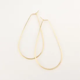 Thin Solid 14k Gold Teardrop Hoop Earrings