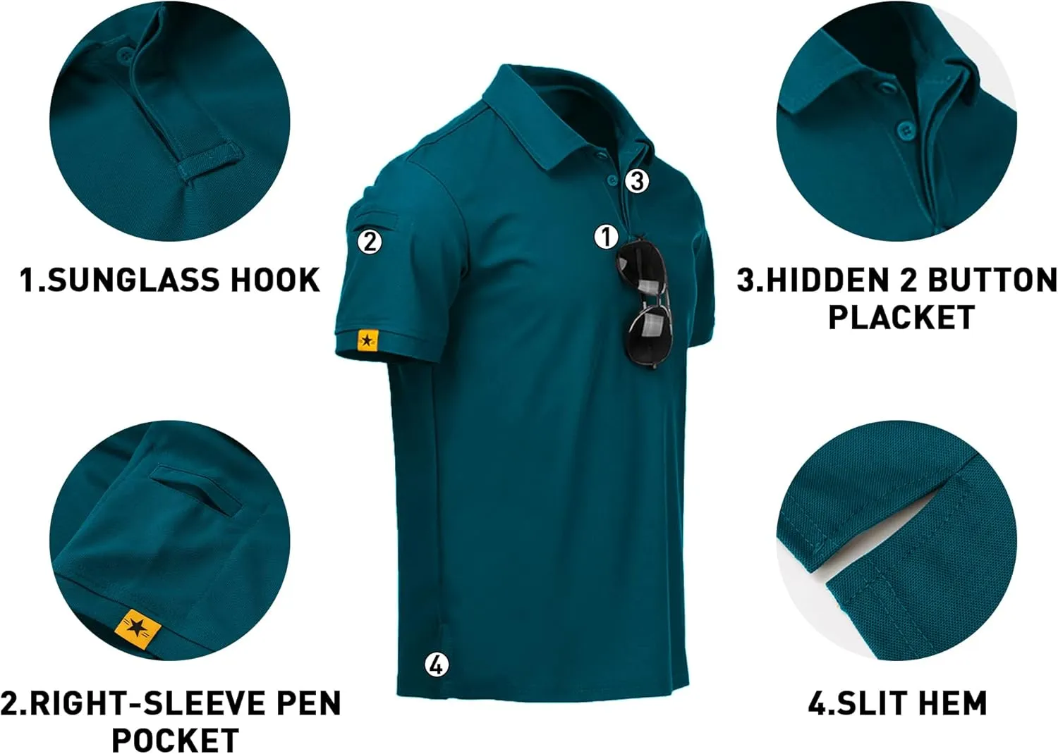 V VALANCH Mens Polo Shirts Short Sleeve Moisture Wicking Golf Polo Athletic Collared Shirt Tennis T-Shirt Tops