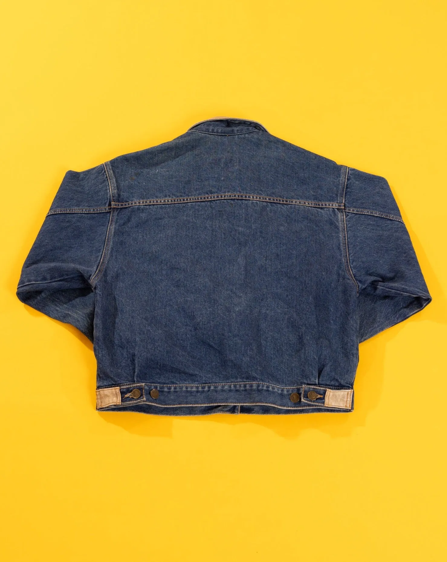 Vintage 80s Weathered Blues Denim Leather Jacket