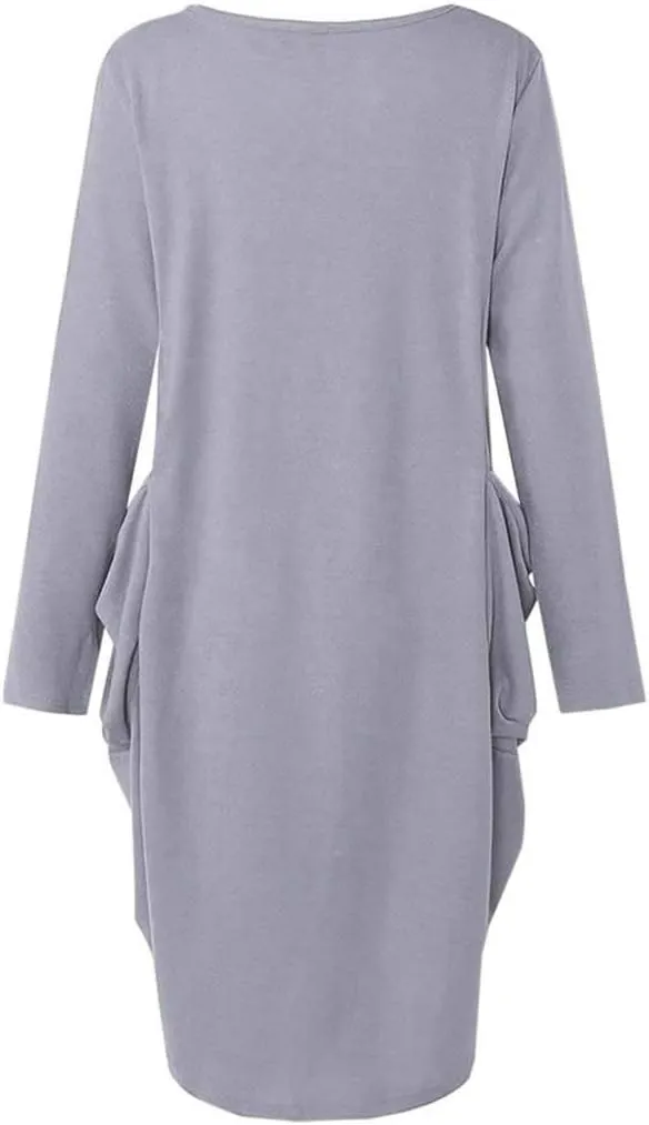 Womens I'm Mostly Peace Love and Light and A Little Go Print Long Sleeve Loose Pocket Oversize Tunic Dress