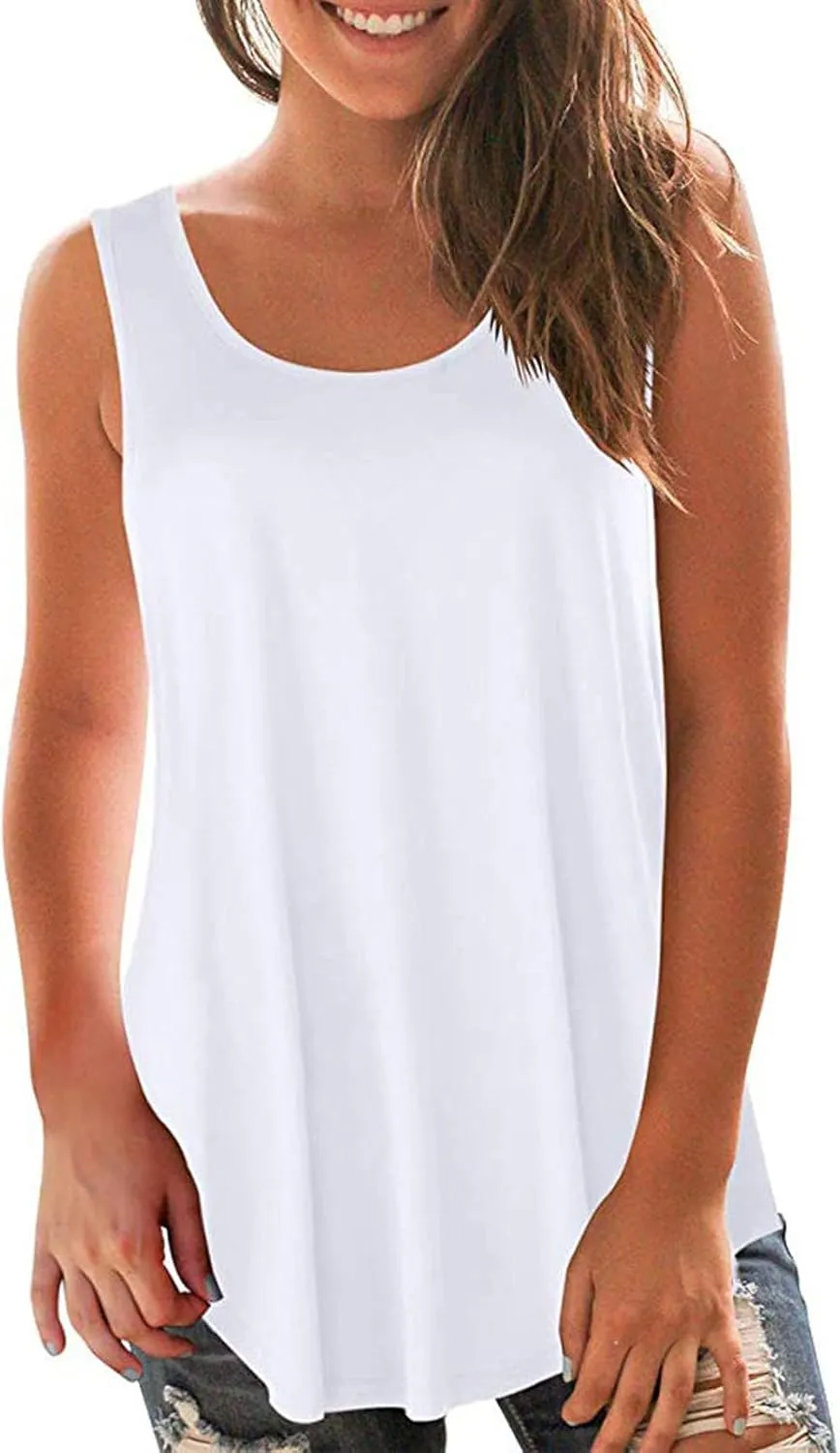 Women's Loose Summer Tank Tops Round Neck Sleeveless Going out Shirts Shirts Flowy Camisole Casual Basic Tee Top
