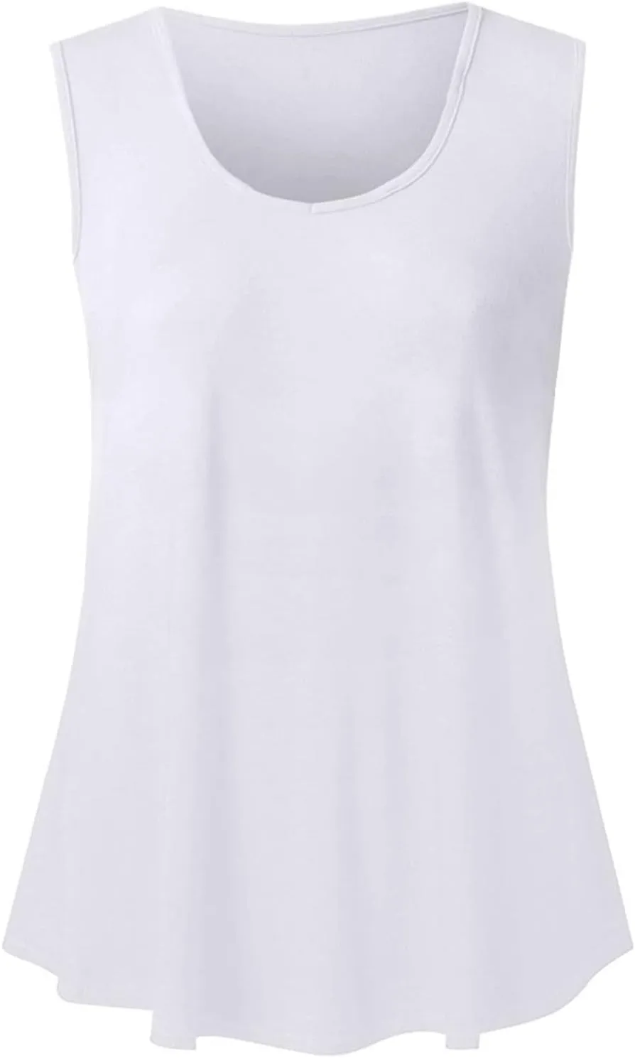 Women's Loose Summer Tank Tops Round Neck Sleeveless Going out Shirts Shirts Flowy Camisole Casual Basic Tee Top