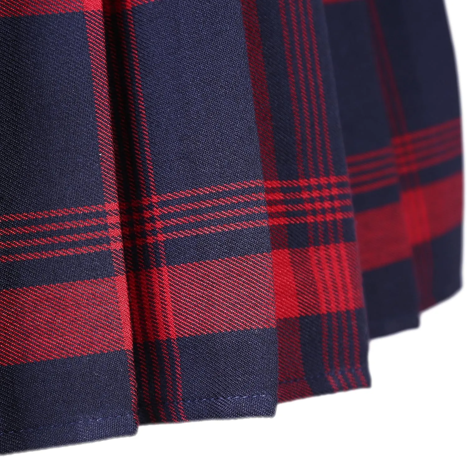 Women's Stretchy High Waist Tartan Pleated Mini Skirt Plaid Skater Skirts for Women and School Costume