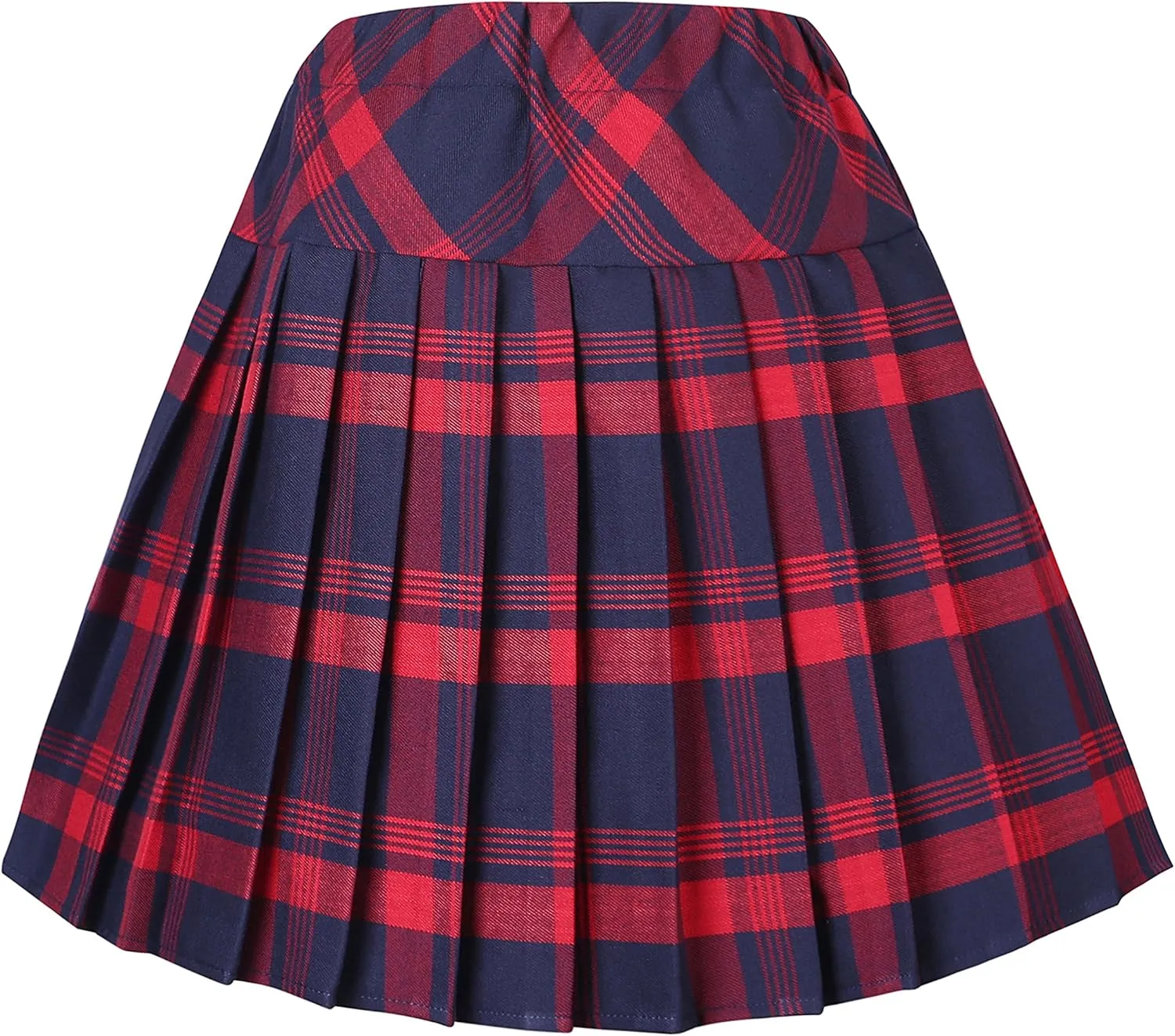 Women's Stretchy High Waist Tartan Pleated Mini Skirt Plaid Skater Skirts for Women and School Costume